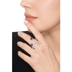 Anillo con zafiros y diamantes Oro Blanco 18k 2