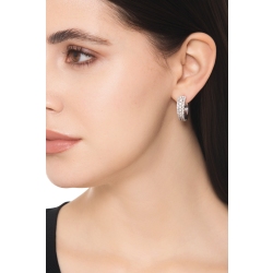 Pendientes aro Oro Blanco 18k con 3 filas de diamantes 2