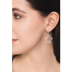 Pendientes colgantes en Oro Blanco 18k con estrellas de diamantes 2