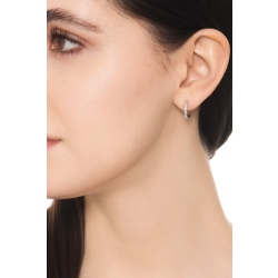 Pendiente único de aro en oro blanco de 18 quilates con diamantes 2