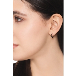 Pendiente único aro en oro blanco 18k con diamantes negros 2