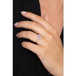 Anillo corazon oro blanco 18k con zafiro rosa y diamantes 2