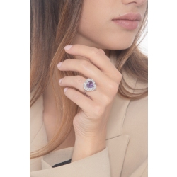 Anillo en oro blanco de 18k con amatista talla corazón 2