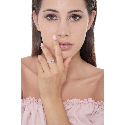 Anillo oro blanco 18k aguamarina octogonal y diamantes