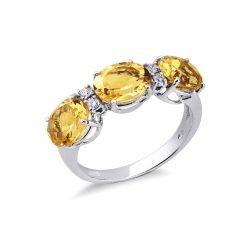 Anillo de oro blanco de 18 quilates con diamantes y citrinos