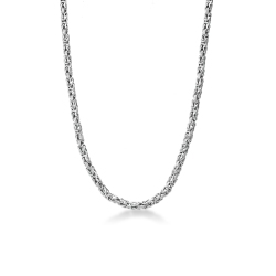 Cadena en oro blanco de 18k con eslabón bizantino cm 60