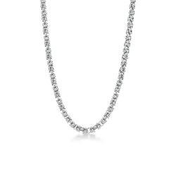 Collar en oro blanco de 18k con eslabón bizantino cm 60