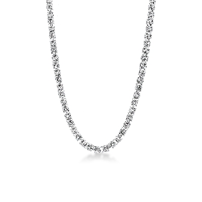 Collar en oro blanco de 18k con eslabón bizantino cm 60