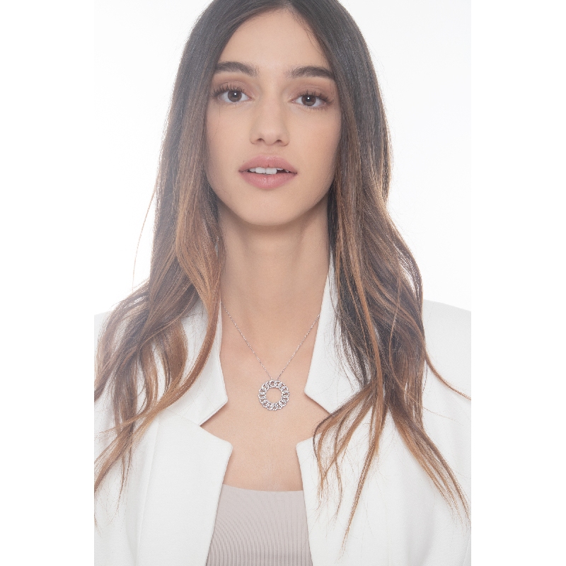 Collar gourmette oro blanco de 18k con diamantes