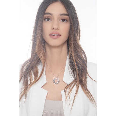 Collar gourmette oro blanco de 18k con diamantes