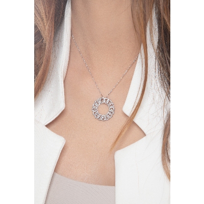 Collar gourmette oro blanco de 18k con diamantes