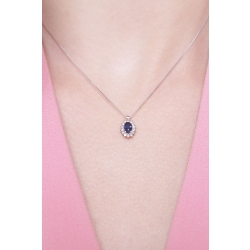 Collar oro blanco 18k con colgante con un zafiro rosa  2