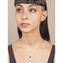 Collar en oro blanco 18k diamantes y zafiro azul 2
