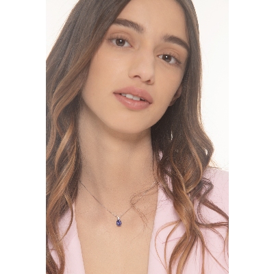 Collar oro blanco 18k tanzanita ovalada 