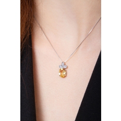 Collar en Oro Blanco 18k con Colgante de Citrino y Diamantes 2