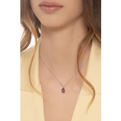 Collar con amatista en gota y diamante oro 750 2