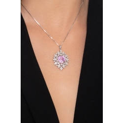 Colgante en oro blanco 18k con zafiro rosa y diamantes 2