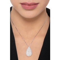 ollar en oro blanco 18K con colgante gota y diamantes 2