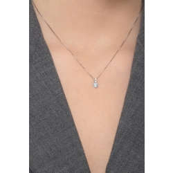 Collar en oro blanco 18k con colgante de aguamarina y diamantes 2