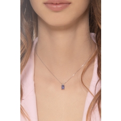 Collar en oro blanco 750 con tanzanita rectangular y diamante 2