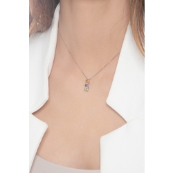 Collar de trilogía multicolor en oro blanco de 18 quilates 2