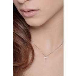Collar cruz en oro blanco 18k con diamantes 2
