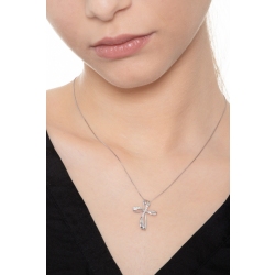 Collar con cruz en oro blanco de 18 quilates con diamantes 2