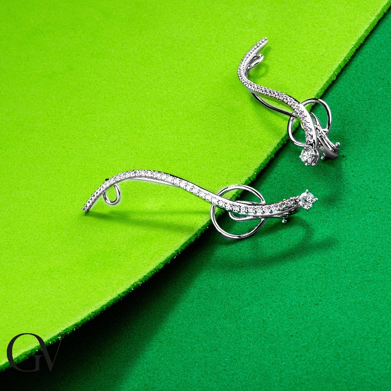 Pendientes colgantes oro blanco 18k diamantes Pendientes colgantes oro blanco 18k diamantes
