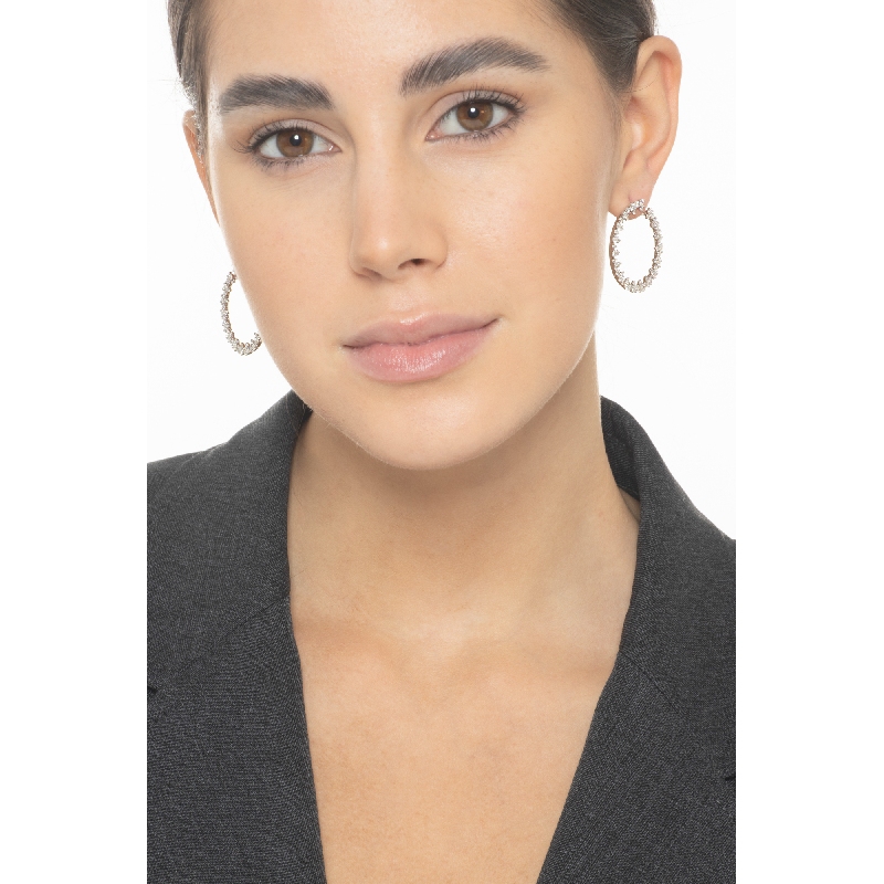 Pendientes de aro oro blanco 18k con Diamantes Pendientes de aro oro blanco 18k con Diamantes