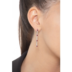 Pendientes en oro blanco de 18k con rubíes y diamantes alternados 2