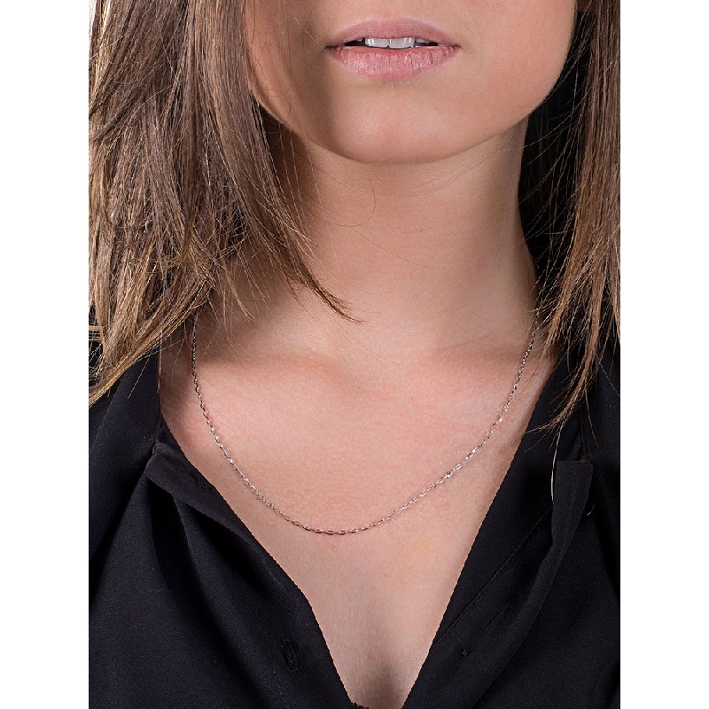 Cadena roló en oro blanco 18k, 50 cm