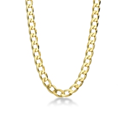 Collar de eslabones tipo groumette en oro amarillo 18k, cm 50