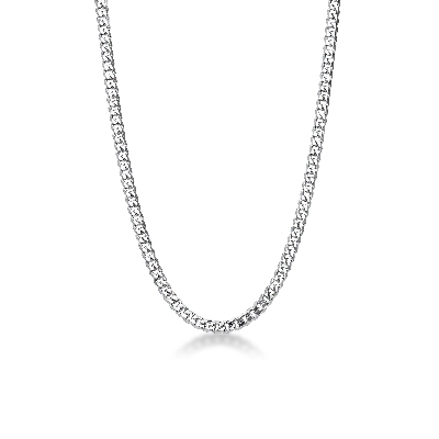 Collar de eslabones tipo gourmette en oro blanco 18k, cm 50