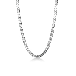 Collar cadena eslabones tipo gourmette en oro blanco 18k, cm 50