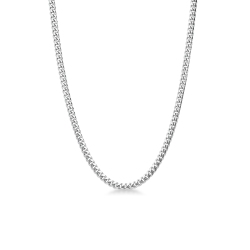 Collar en oro blanco de 18k con eslabón gourmette plano