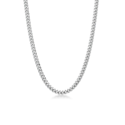 Collar groumette plano en oro blanco 18k, 60 cm