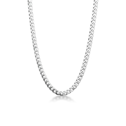 Collar de eslabones planos tipo groumette en oro blanco de 18k, 50 cm