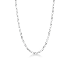 Cadena de eslabones groumette en oro blanco 18k, cm 60
