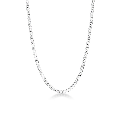 Cadena de eslabones groumette en oro blanco 18k, cm 60