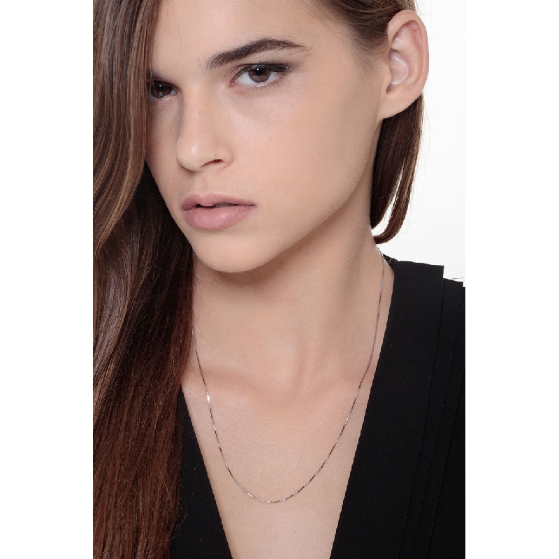 Cadena veneziana en oro blanco de 18k, 50 cm