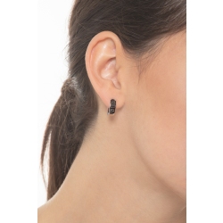 Pendientes aro oro blanco 18k diamantes negros 2
