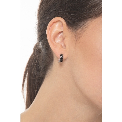 Pendientes aro oro blanco 18k diamantes negros
