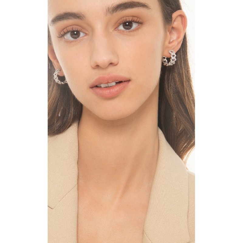 Pendientes mujer Cuban Link en oro blanco 18k con diamantes Pendientes mujer Cuban Link en oro blanco 18k con diamantes