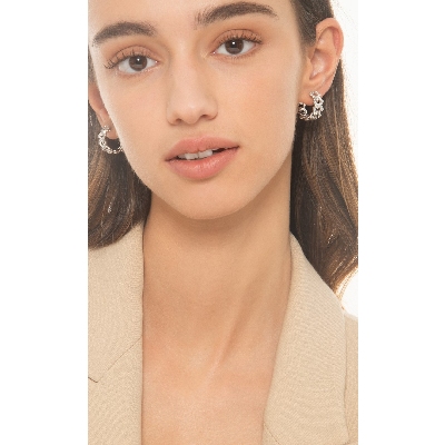 Pendientes mujer Cuban Link en oro blanco 18k con diamantes