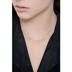 Collar en oro blanco 18k con la palabra ROCK de diamantes  2