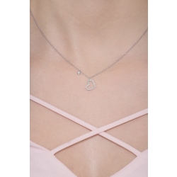 Collar de oro blanco de 18 quilates con colgante de corazón en diamantes y punto de luz 2