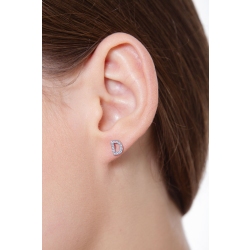 Pendiente oro blanco 18k y diamante LETRA D 2