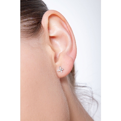 Pendientes mariposa en oro blanco 18k con diamantes 5 mm