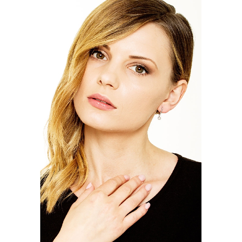 Pendientes con Bolitas en Oro Blanco 18k y Diamantes