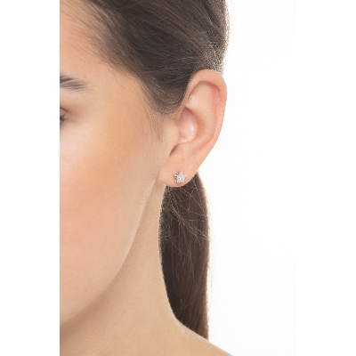 Pendientes estrella con diamantes Oro Blanco 18k